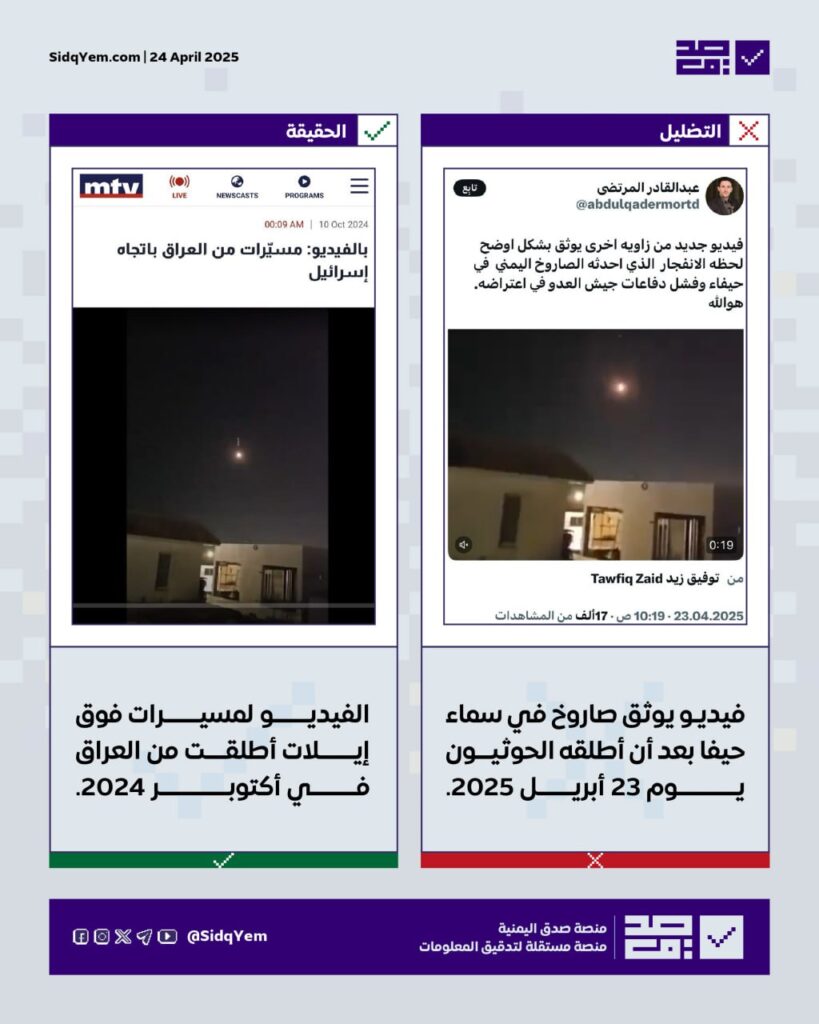 وصول حوثي صاروخ إلى حيفا